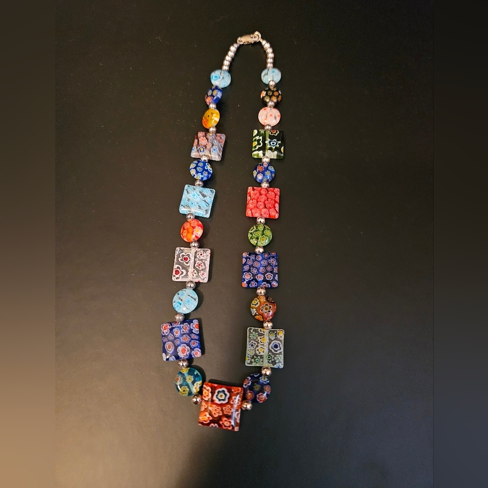 Multicolor Millefiori Glass Bead Necklace - Women Jewelry
